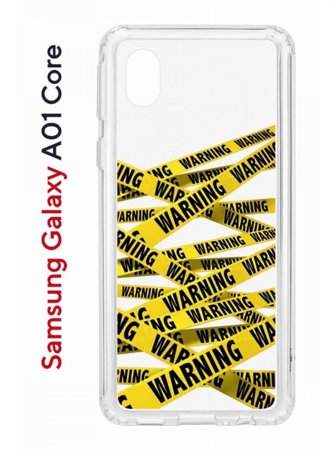 фото Чехол на samsung galaxy a01 core с принтом kruche print warning, противоударный бампер кruче