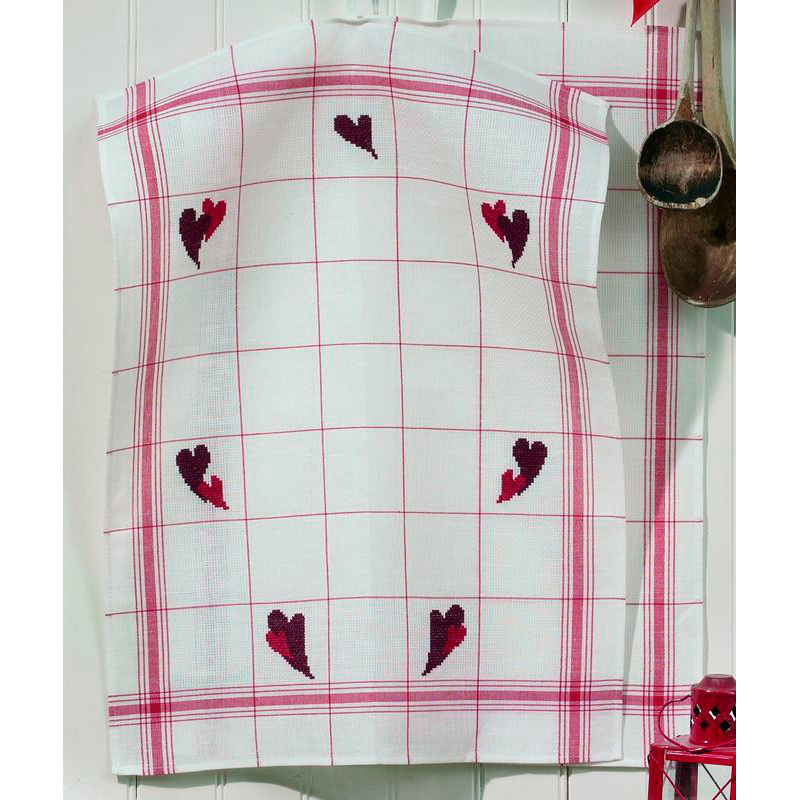 фото Набор для вышивания полотенца сердца 2 шт в наборе, 28 2213 permin