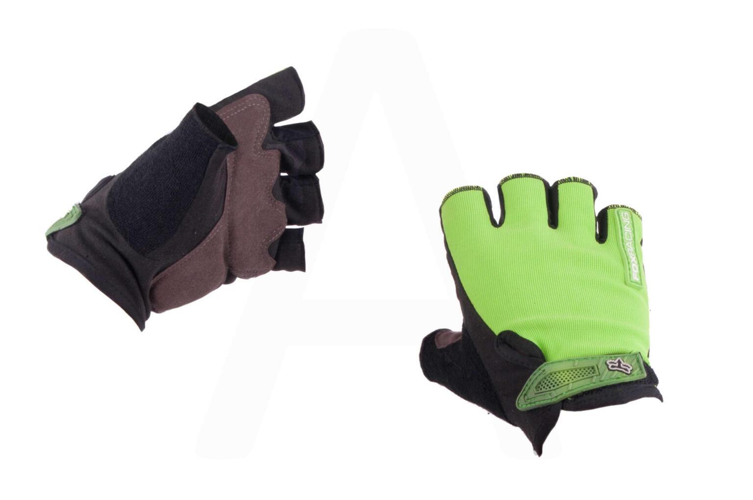 Перчатки без пальцев (size:L, зеленые) FOX