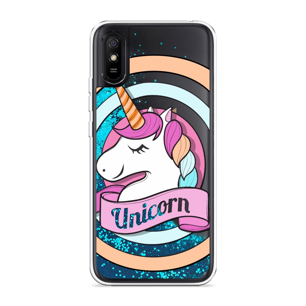 

Жидкий чехол с блестками "Unicorn зефирный" на Xiaomi Redmi 9A, 38993-1