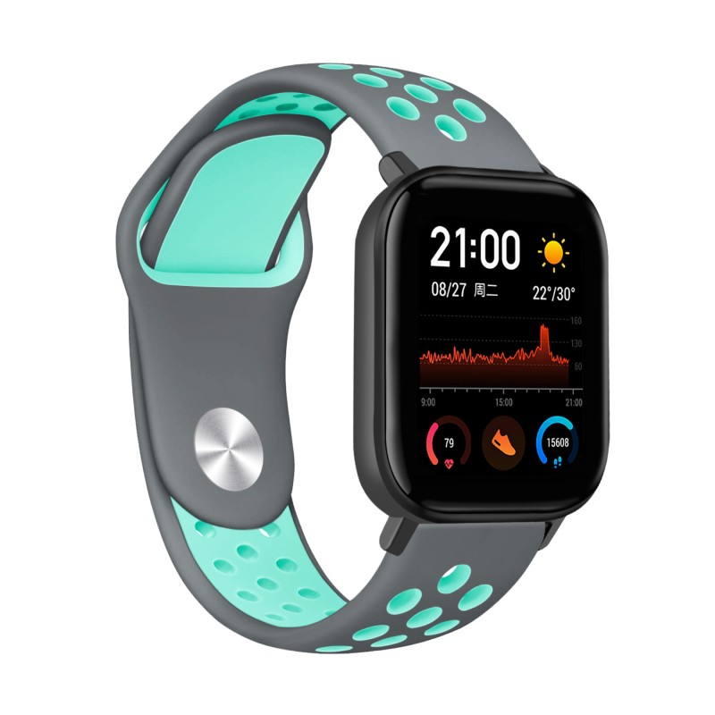 

Ремешок PADDA для Amazfit Bip/Bip Lite/GTR 42mm/GTS, 20 мм (серый/бирюзовый), Amazfit Bip/Bip Lite/GTR 42mm/GTS, 20 мм