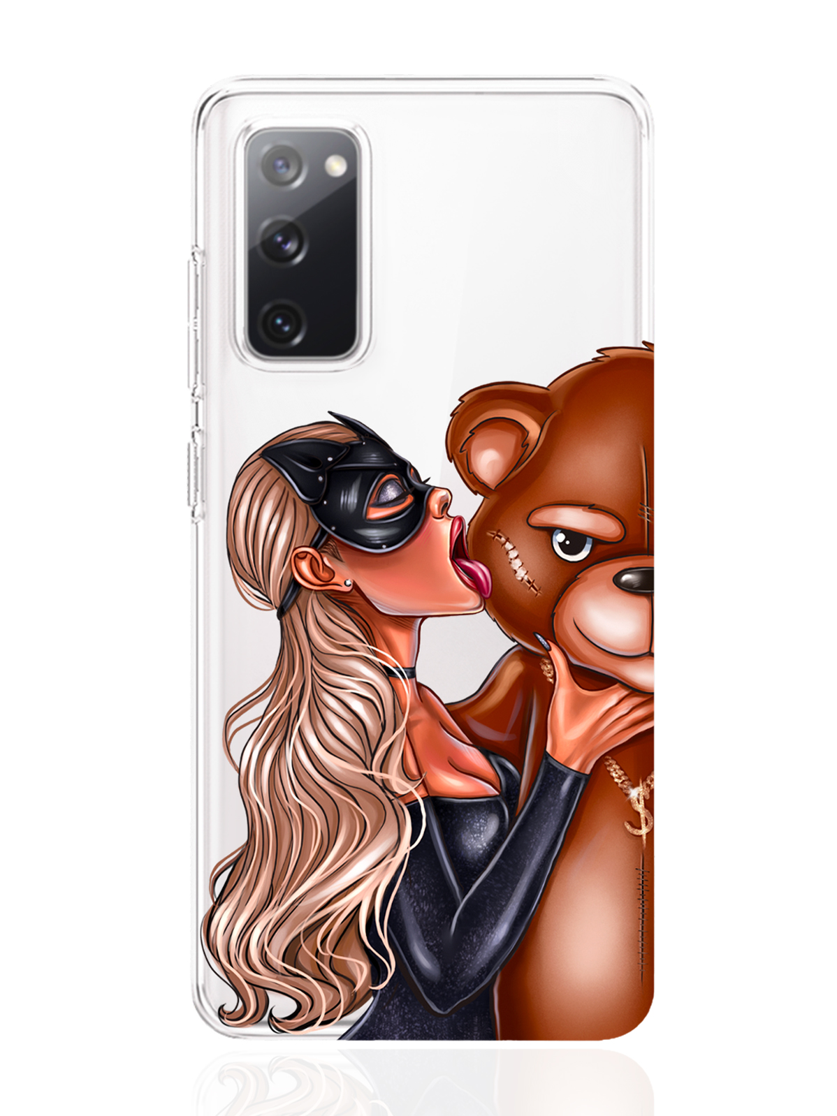 

Чехол MustHaveCase для Samsung Galaxy S20 FE Кошечка блондинка и мишка прозрачный, Samsung Galaxy S20 FE Кошечка блондинка и мишка
