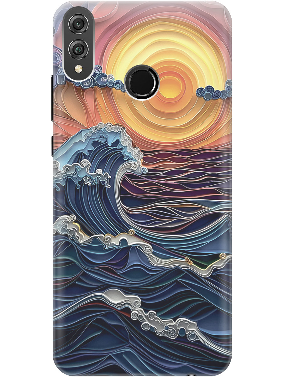 

Силиконовый чехол на Honor 8X с принтом "Волны на закате", Прозрачный;оранжевый;синий, 719355510