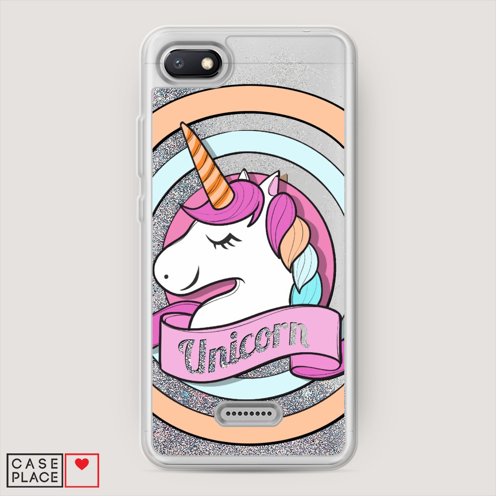 

Жидкий чехол с блестками "Unicorn зефирный" на Xiaomi Redmi 6A, 34191-1