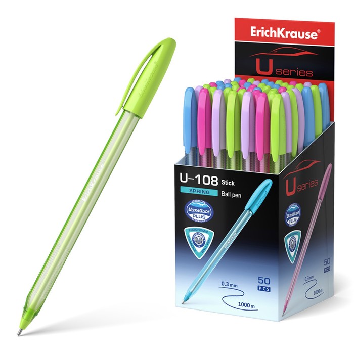 

Ручка шариковая ErichKrause U-108 Spring Stick 1.0, Ultra Glide, цвет чернил синий (50 шт.