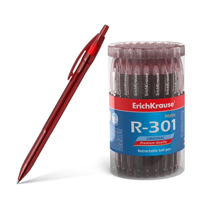 

Ручка шариковая ErichKrause R-301 Original Matic, узел 0.7 мм, автоматическая, чернила кра