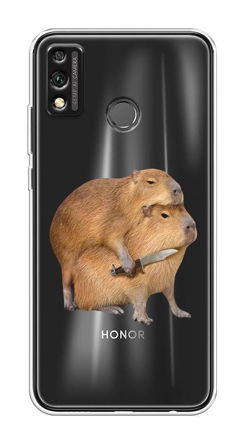 

Чехол на Honor 9X Lite "Капибара с ножом", Бежевый, 6104250-1