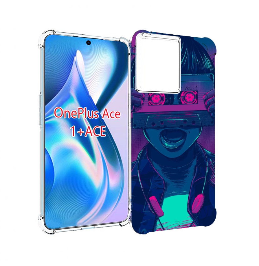 

Чехол MyPads киберпанк с кассетой для OnePlus Ace, Прозрачный, Tocco