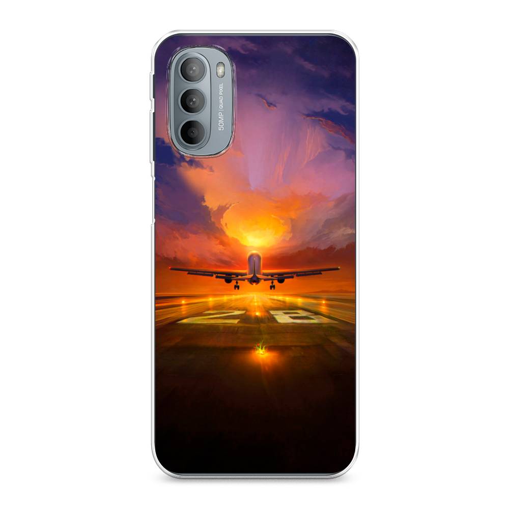 

Чехол на Motorola Moto G31 "Самолет на посадке", Оранжевый;синий, 241850-6