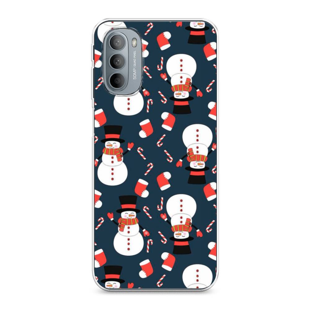 

Чехол на Motorola Moto G31 "Синие снеговики", Синий;белый;красный, 241850-5