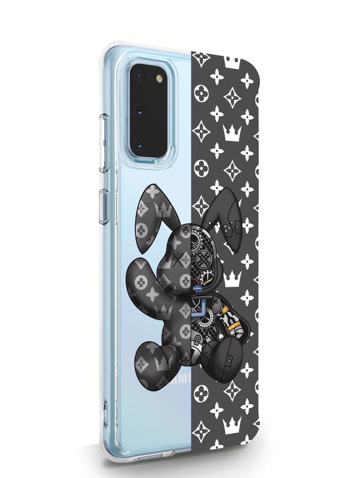 фото Чехол musthavecase для samsung galaxy s20 bunny серый прозрачный