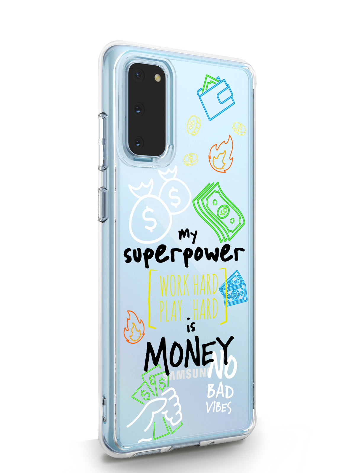 фото Чехол musthavecase для samsung galaxy s20 my superpower is money прозрачный