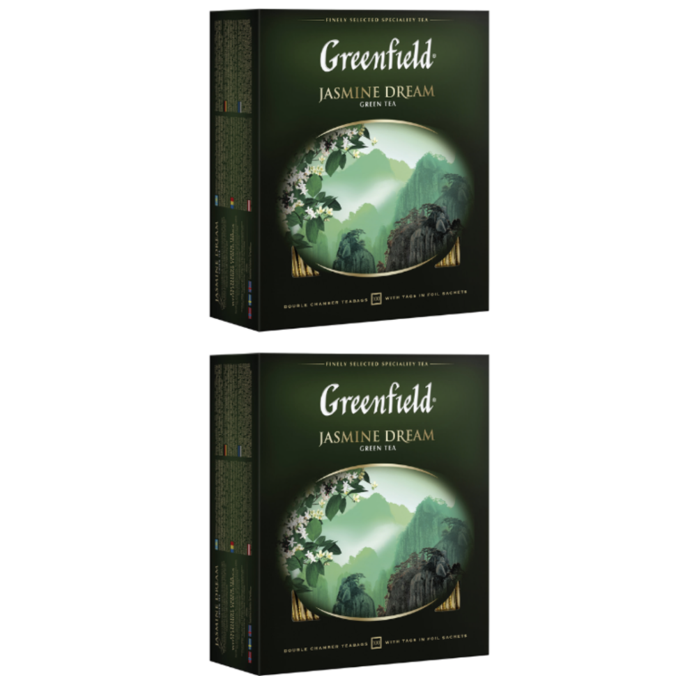 Чай зеленый Greenfield Jasmine Dream, 2 упаковки по 100 пакетиков