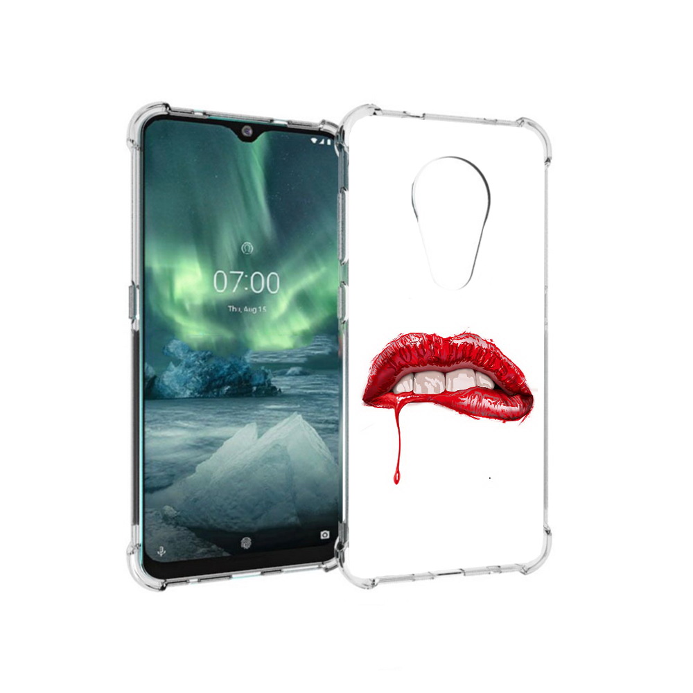 

Чехол MyPads Tocco для Nokia 7.2 яркие красные губы (PT139171.105.706), Прозрачный, Tocco