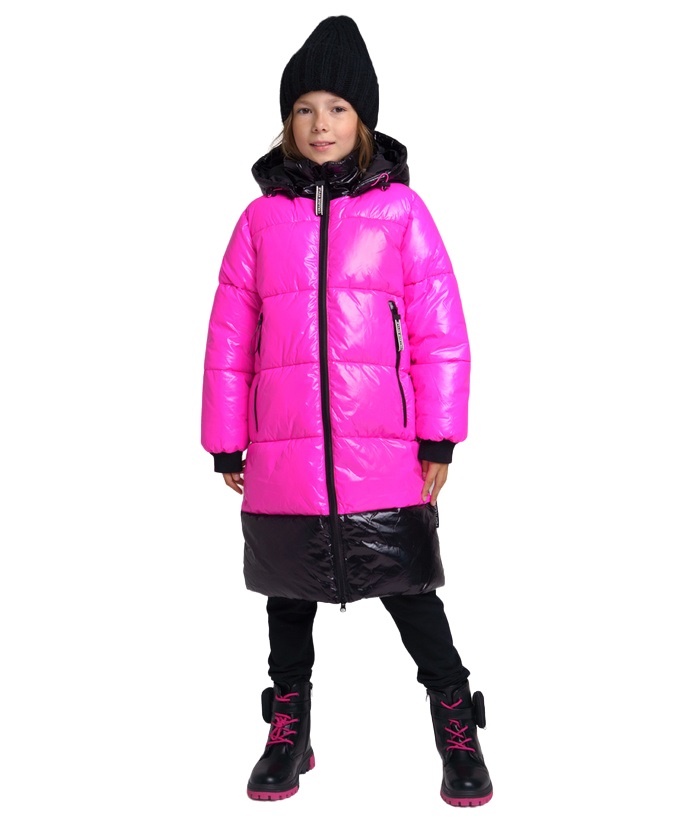 Зимнее пальто для девочки цв. фуксия,черный р.146 lassie пальто зимнее 721738