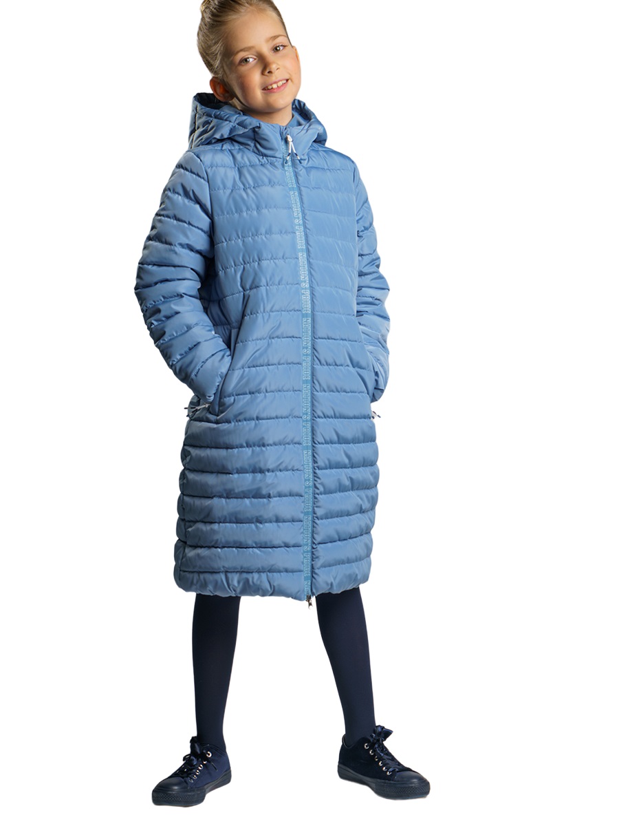 Пальто утепленное для девочки цв. синий р.128