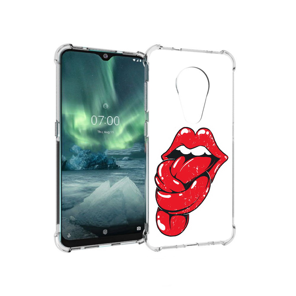 

Чехол MyPads Tocco для Nokia 7.2 яркие губы с языком (PT139171.105.705), Прозрачный, Tocco
