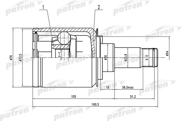 

ШРУС внутренний 22x36x27 MERCEDES BENZ B-CLASS 245 04- PATRON PCV1521