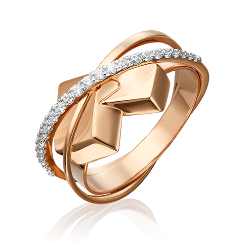 фото Кольцо из красного золота с фианитом р.17 platina jewelry 01-5451-00-401-1110-23