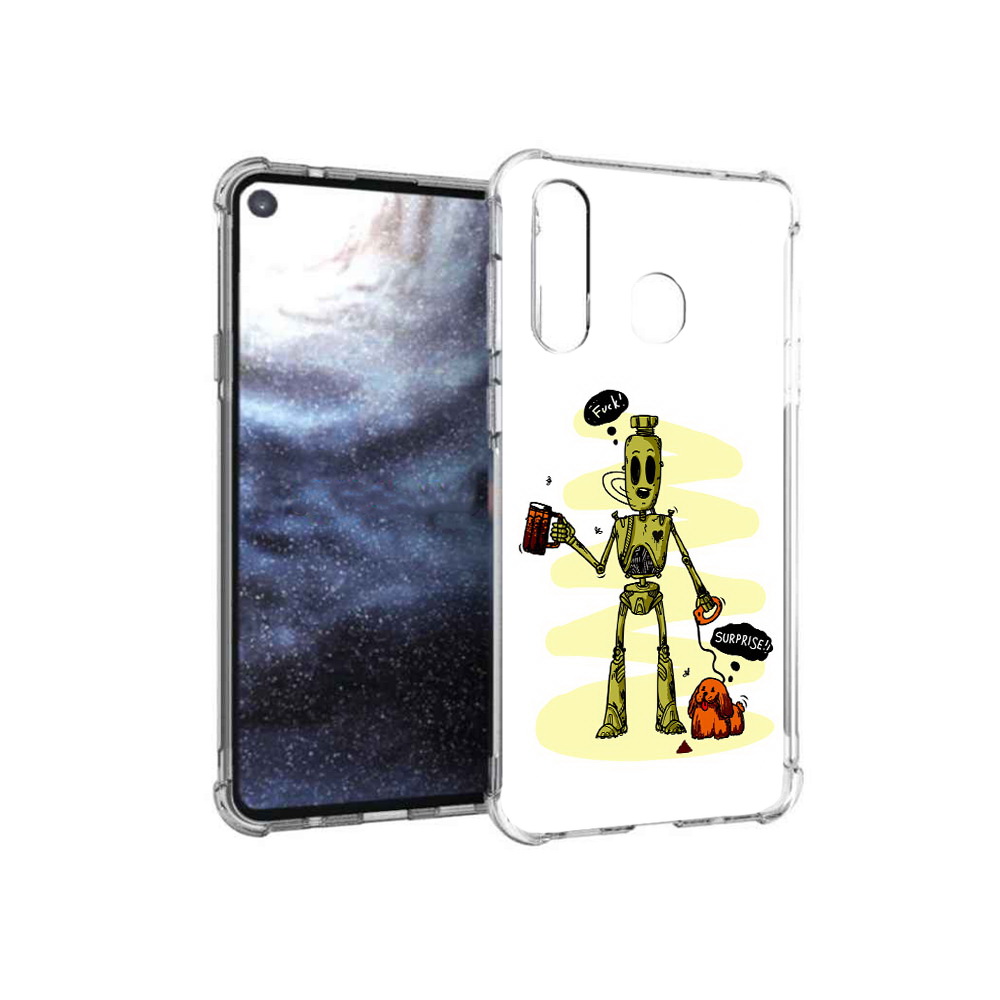 

Чехол MyPads Tocco для Samsung Galaxy A8s прикольный робот (PT124633.501.557), Прозрачный, Tocco