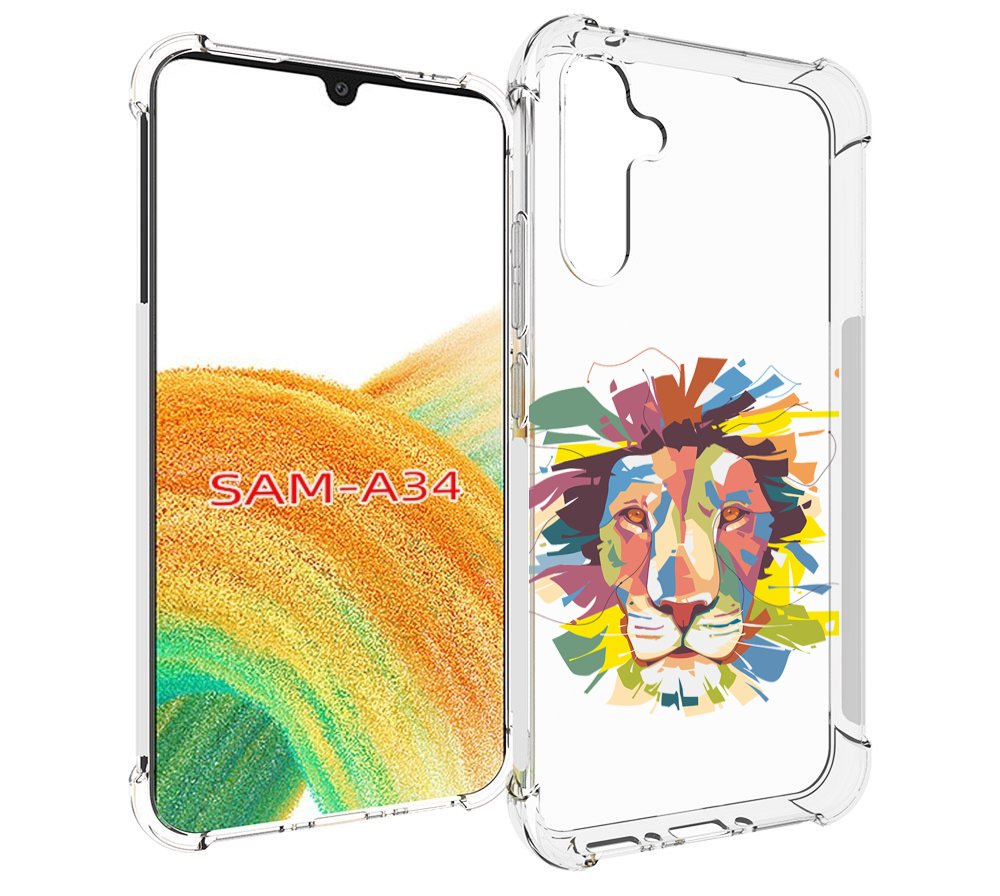 

Чехол MyPads разноцветный-лев детский для Samsung Galaxy A34, Tocco