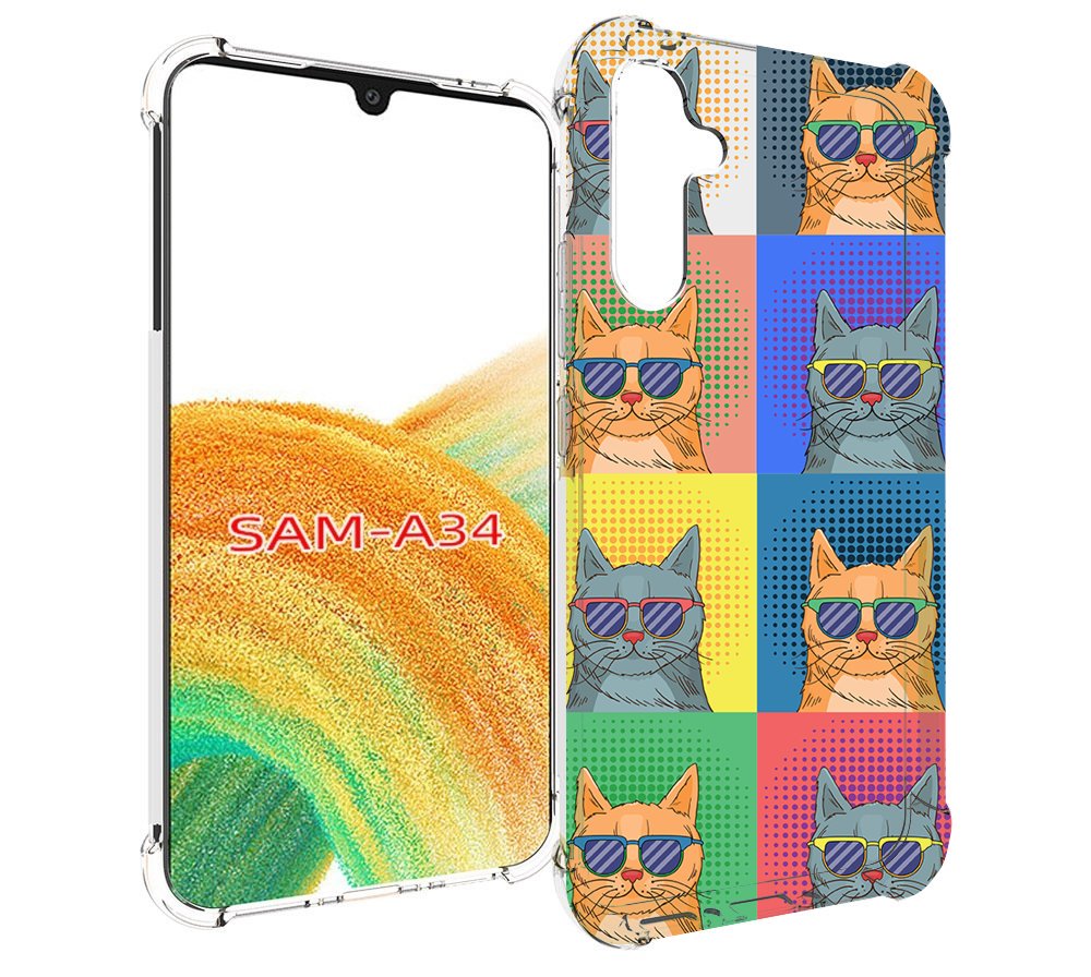 

Чехол MyPads разноцветные-коты для Samsung Galaxy A34, Tocco