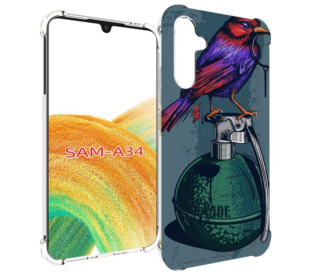 

Чехол MyPads птица с гранатой для Samsung Galaxy A34, Tocco
