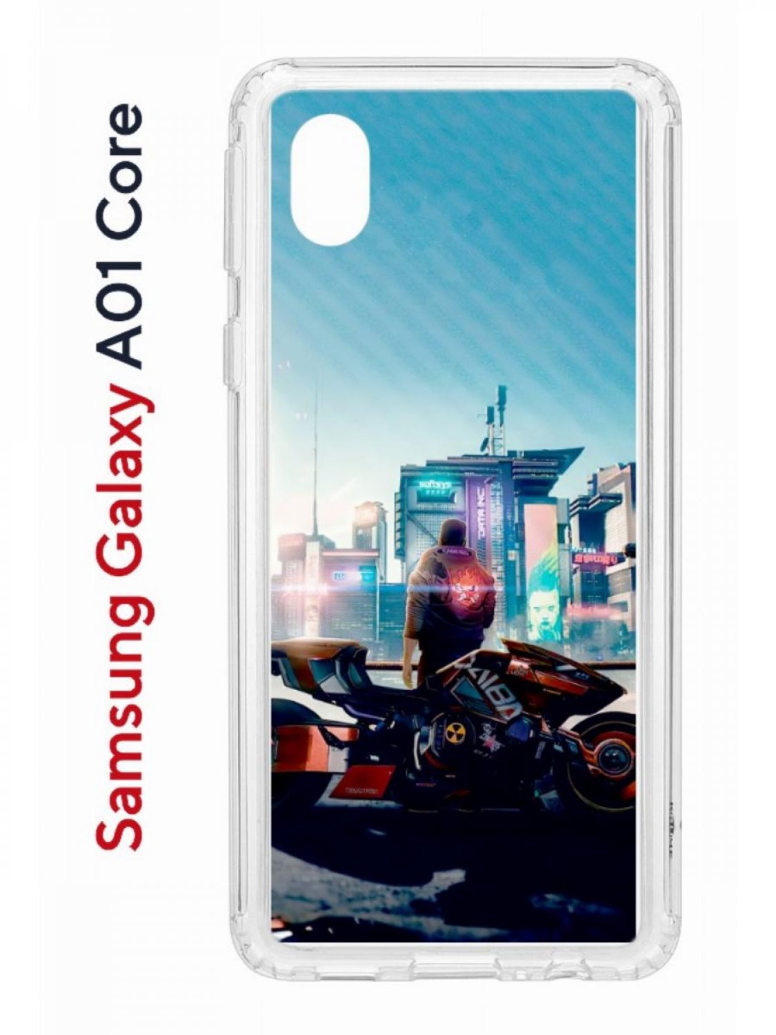 

Чехол на Samsung Galaxy A01 Core с принтом Kruche Print Киберпанк, противоударный бампер, Прозрачный;голубой;черный;оранжевый, Самсунг а01 Кор