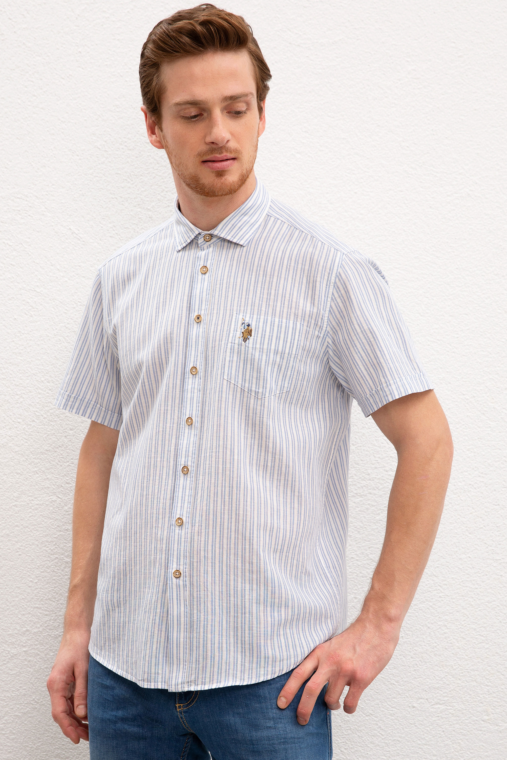 

Рубашка мужская U.S. POLO Assn. G081SZ0040IRIS голубая S, G081SZ0040IRIS