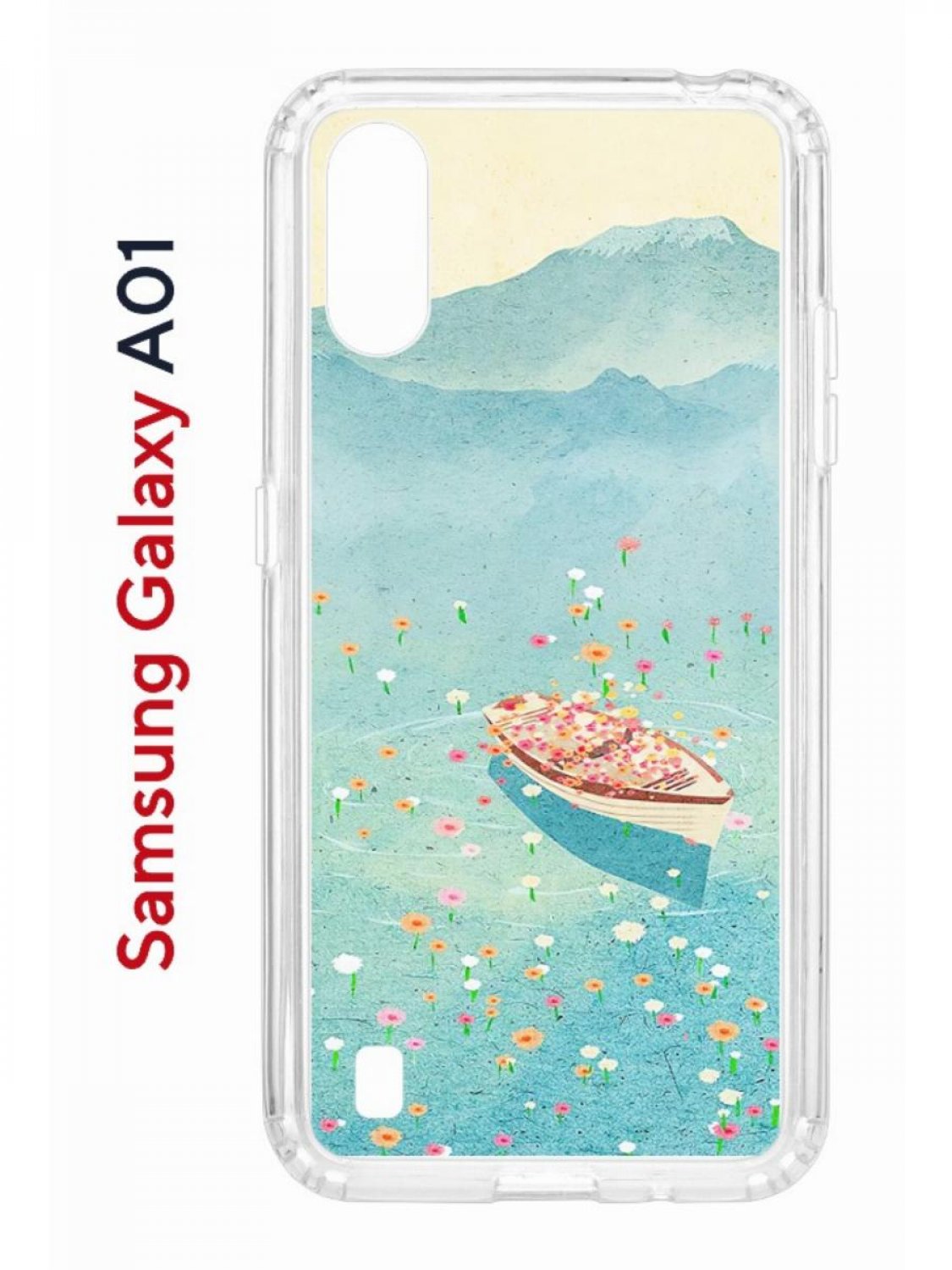 

Чехол на Samsung Galaxy A01/A015 Kruche Print озеро цветов, противоударный бампер, Прозрачный;голубой;бежевый;розовый, Самсунг а01, а 015