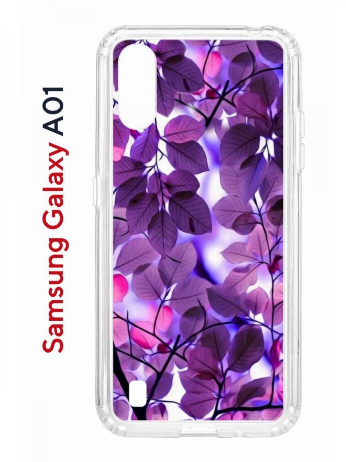 фото Чехол на samsung galaxy a01/a015 kruche print purple leaves, противоударный бампер кruче