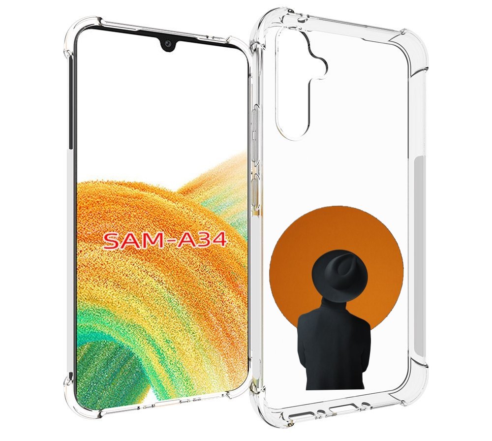 

Чехол MyPads парень в шляпе в оранжевом кружке для Samsung Galaxy A34, Tocco