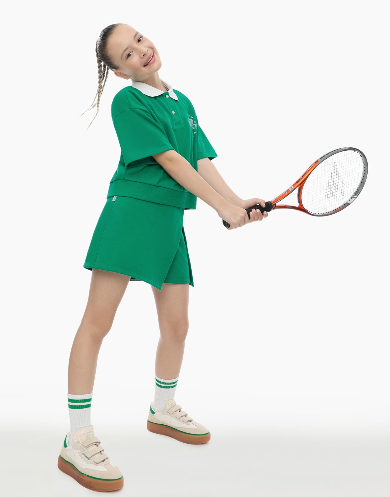 Зелёная юбка-шорты для девочки р.134-140
