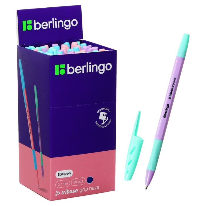 

Ручка шариковая Berlingo "Tribase grip haze", 0,7 мм, грип, синяя, микс (50 шт.)