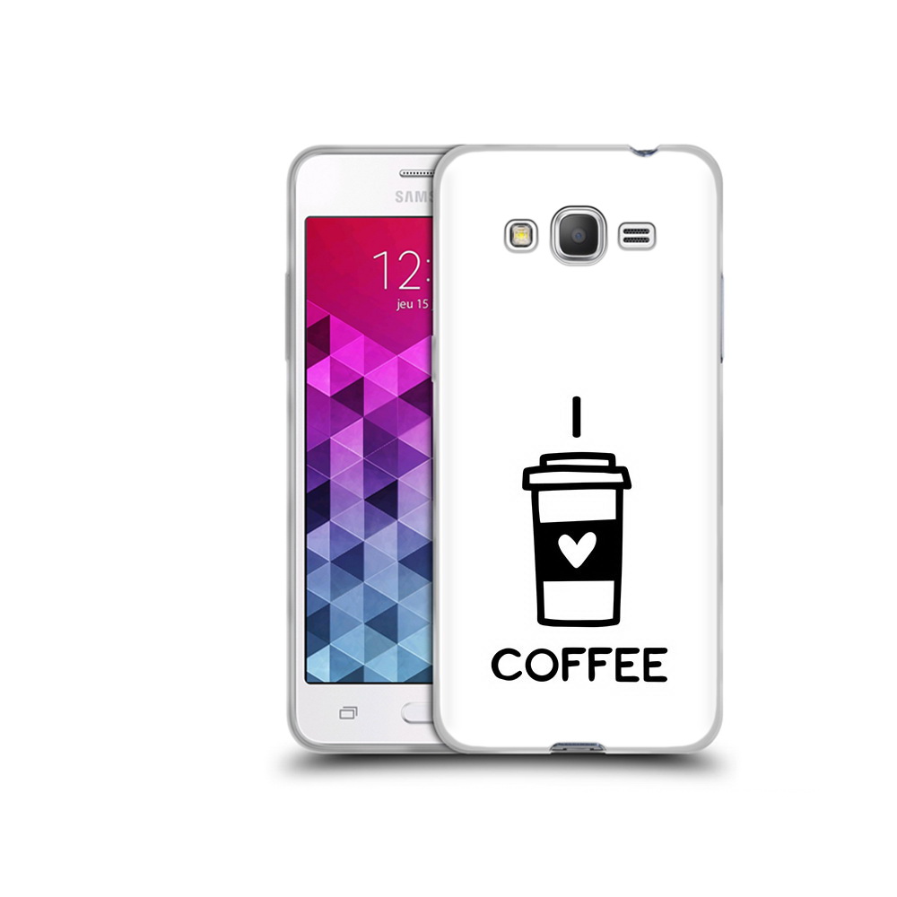 

Чехол MyPads Tocco для Samsung Galaxy Grand Prime Я люблю кофе, Прозрачный, Tocco