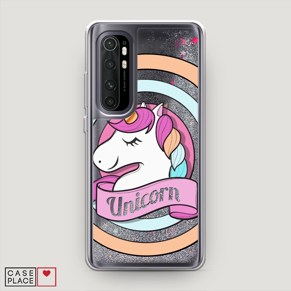 

Жидкий чехол с блестками "Unicorn зефирный" на Xiaomi Mi Note 10 lite, 38491-1