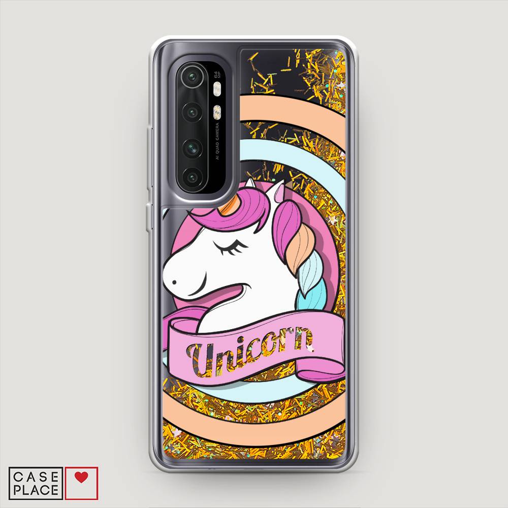 фото Жидкий чехол с блестками "unicorn зефирный" на xiaomi mi note 10 lite awog