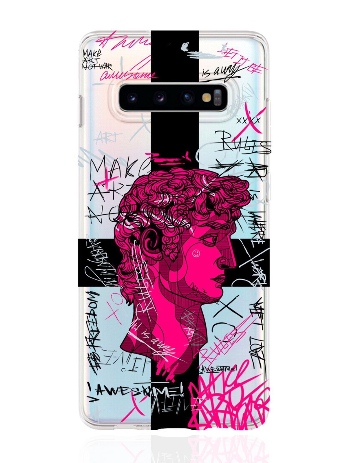 

Чехол MustHaveCase для Samsung Galaxy S10 Plus Голова Давида граффити прозрачный, Samsung Galaxy S10 Plus Голова Давида граффити