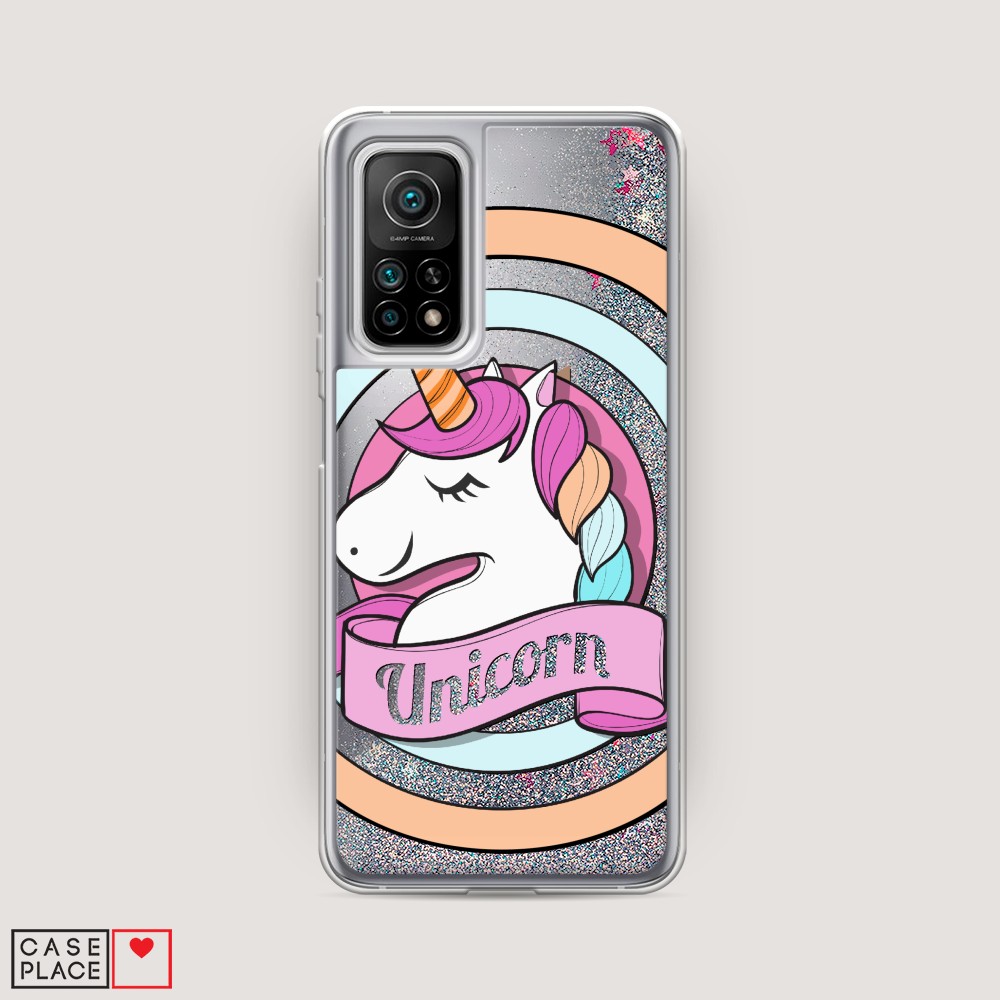 

Жидкий чехол с блестками "Unicorn зефирный" на Xiaomi Mi 10T Pro
