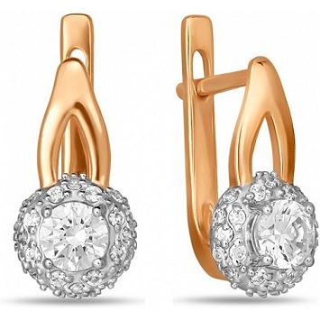 

Серьги женские из золота Лукас-Голд E01-C-59555-Z, фианит/swarovski, E01-C-59555-Z