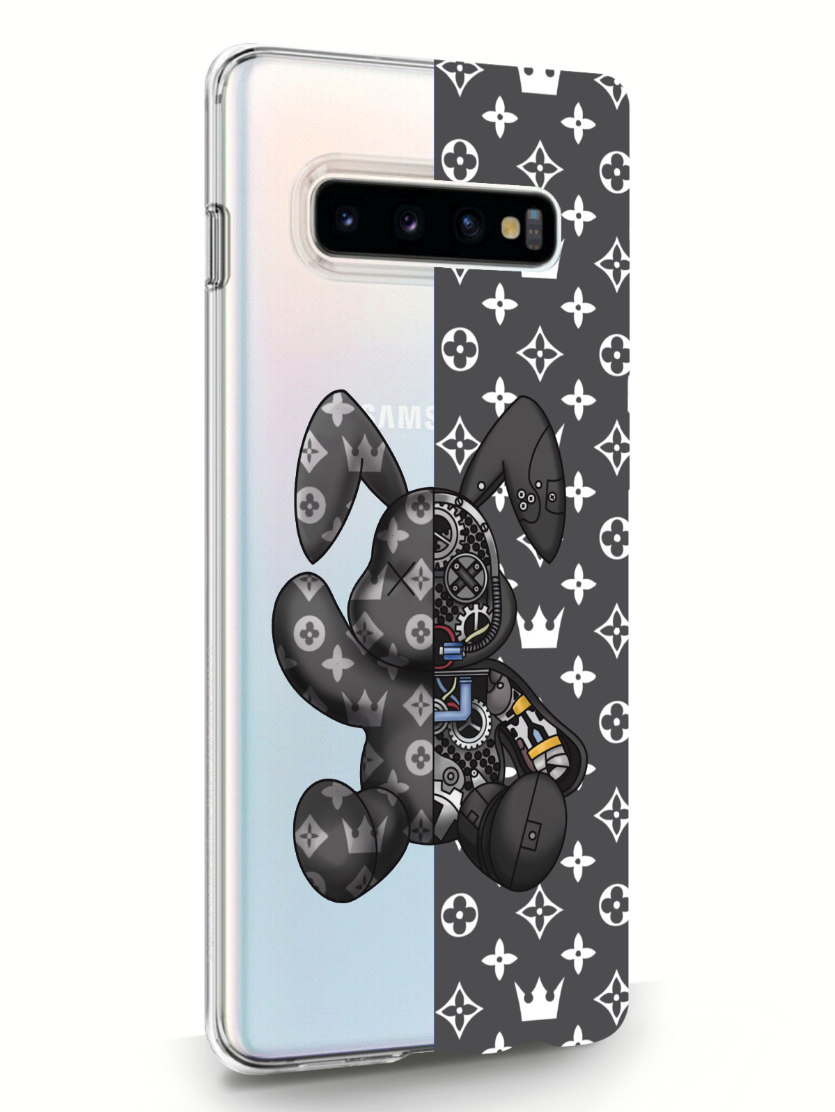 фото Чехол musthavecase для samsung galaxy s10 plus bunny серый прозрачный