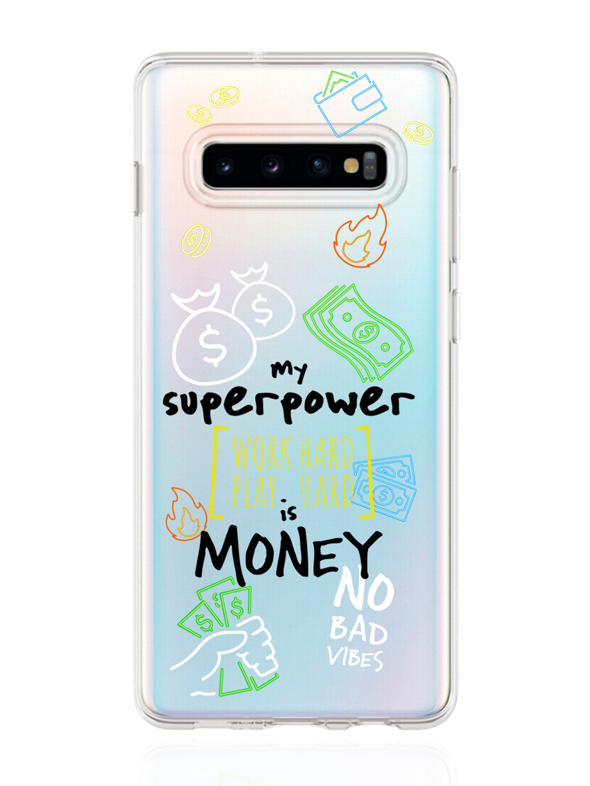 фото Чехол musthavecase для samsung galaxy s10 plus my superpower is money прозрачный