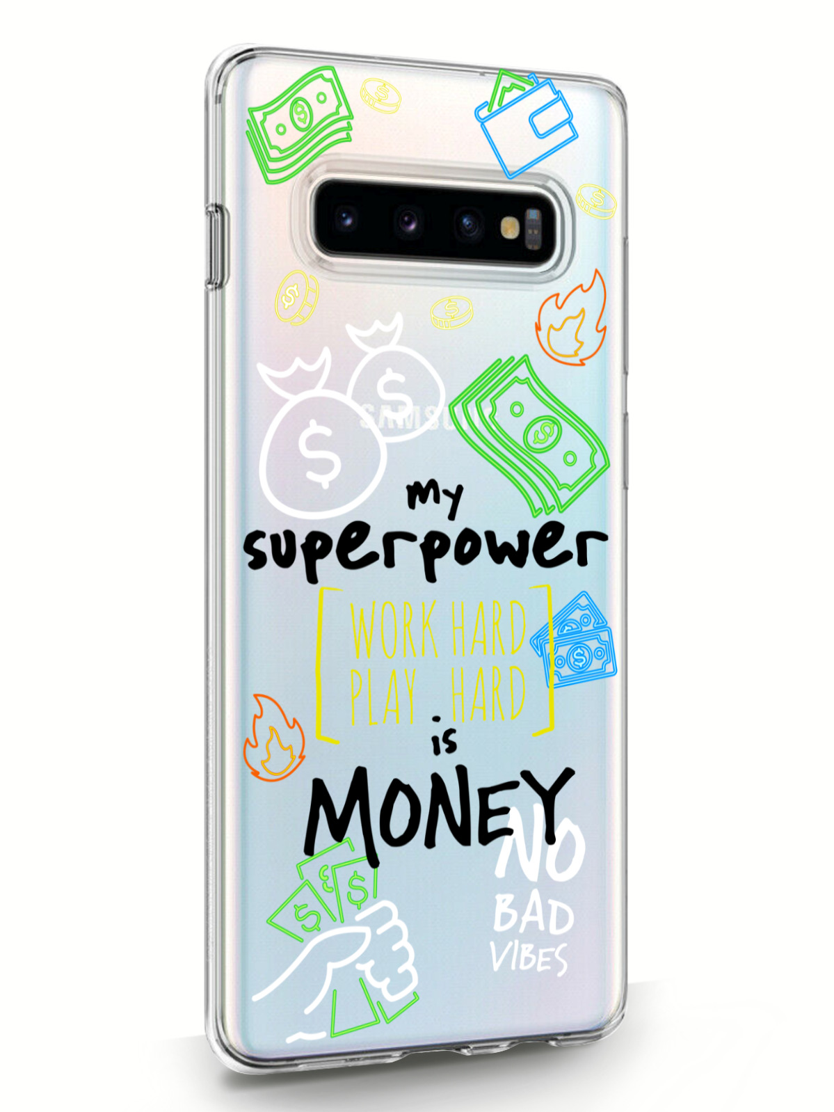 фото Чехол musthavecase для samsung galaxy s10 plus my superpower is money прозрачный