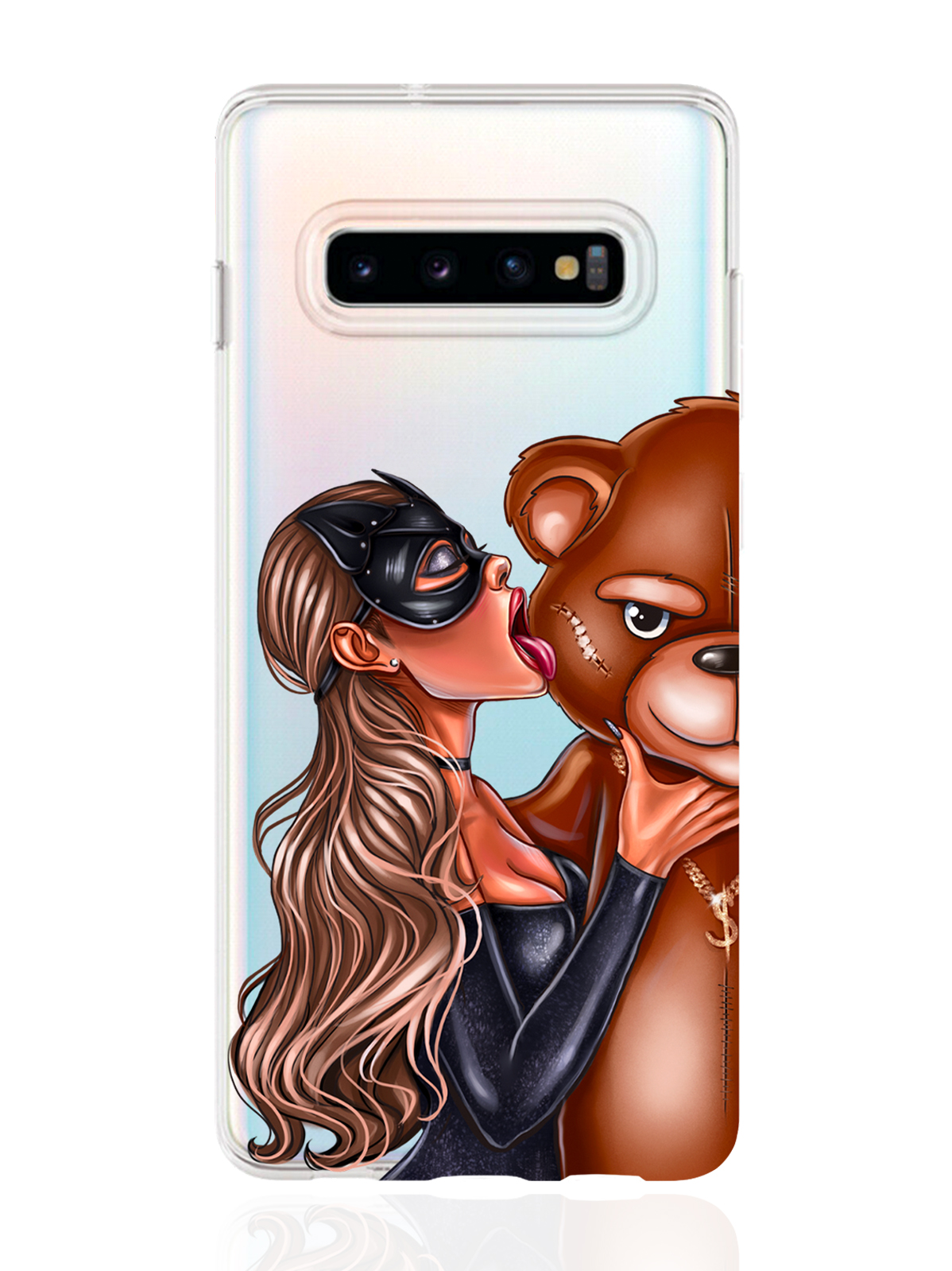 фото Чехол musthavecase для samsung galaxy s10 plus кошечка русая и мишка прозрачный