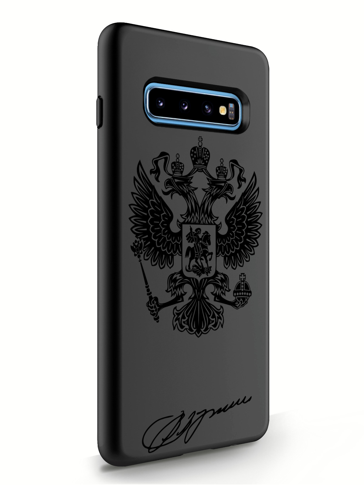 фото Чехол musthavecase samsung galaxy s10 plus черный лаковый герб черный