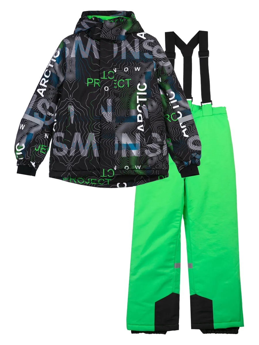 Зимний комплект из мембранной ткани для мальчика цв. светло-зеленый,разноцветный р.176
