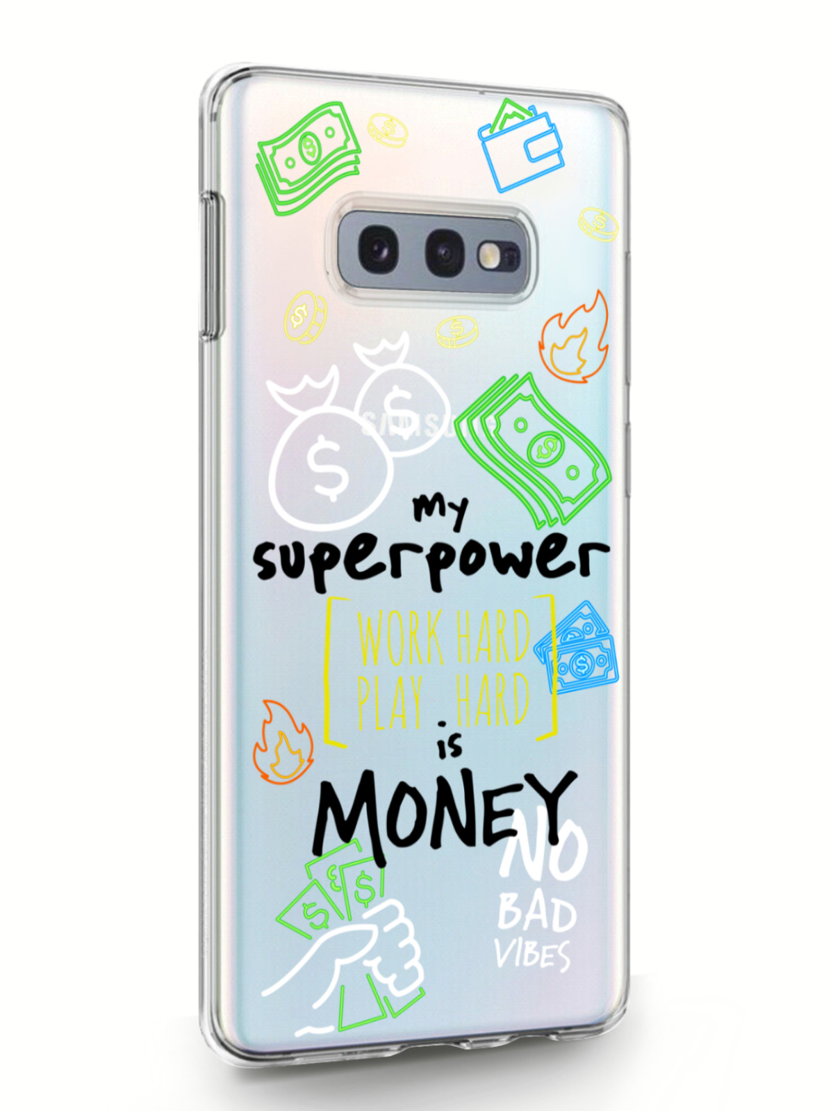 фото Чехол musthavecase для samsung galaxy s10e my superpower is money прозрачный