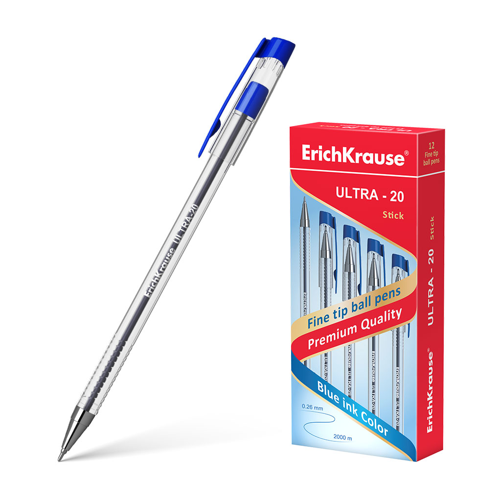 

Ручка шариковая ErichKrause Ultra-20, цвет чернил синий 12 штук