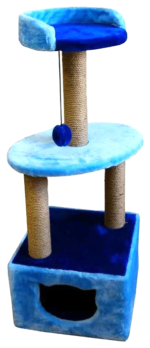 фото Комплекс zooexpress куб с полкой и лежанкой меховой однотонный для кошек 40х40х120 см