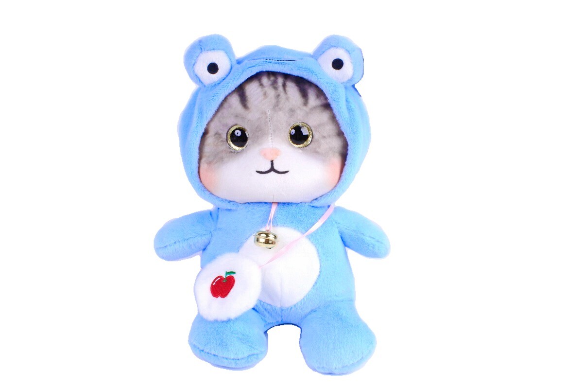 фото Мягкая игрушка котенок в голубом комбинезоне 25 см. nobrand